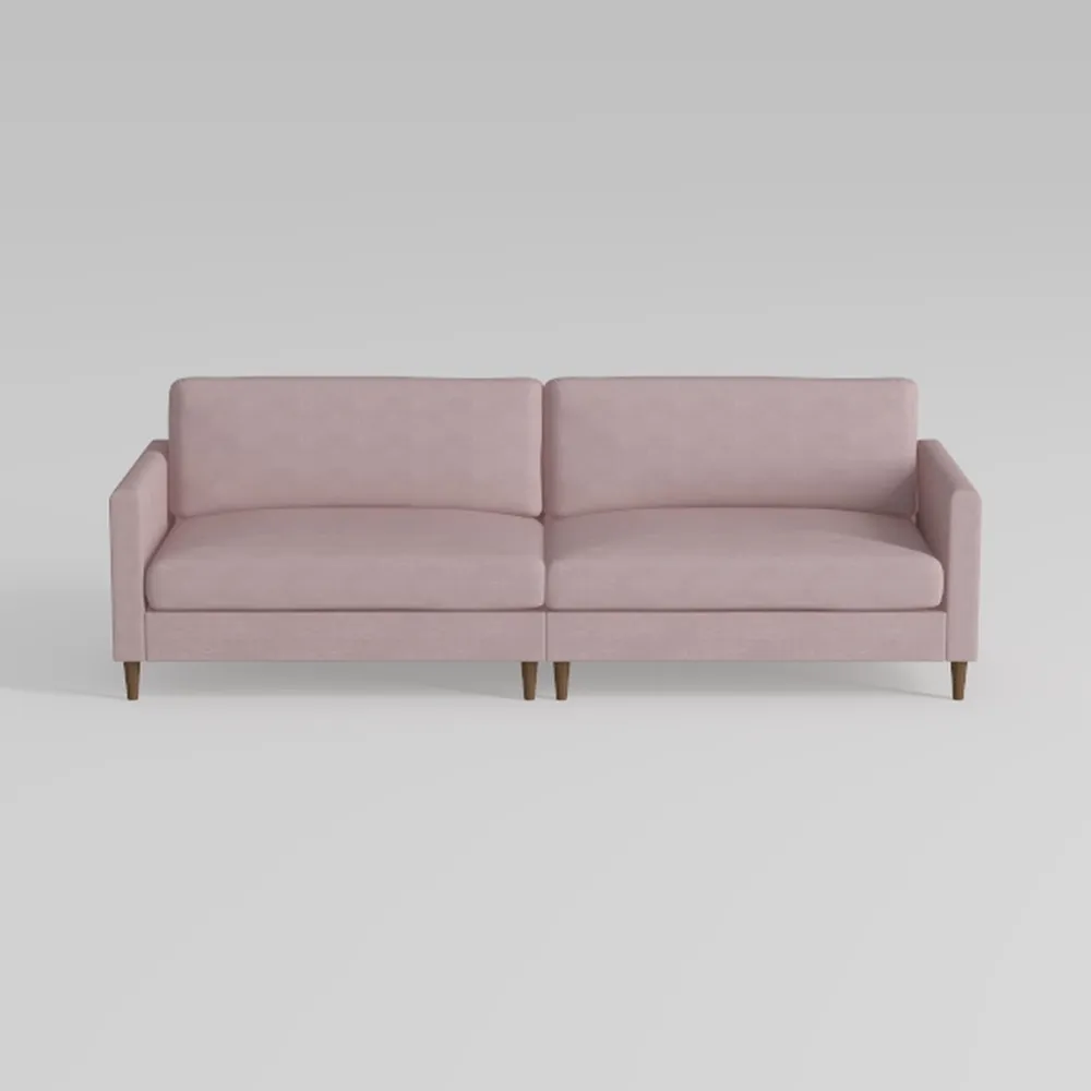 3 Seat Couch, Velvet Sofa with 3 Pillows, Mid