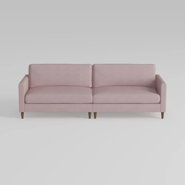 3 Seat Couch, Velvet Sofa with 3 Pillows, Mid