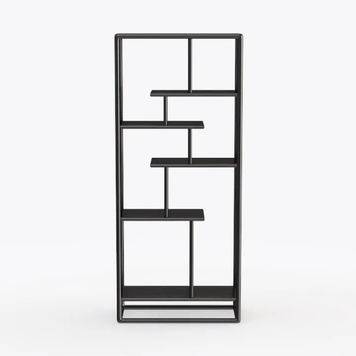 Minimalist Black Metal Bookshelf Display Shelf 3D Model
