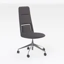 Modern Minimalist Fabric Office Chair with Metal Base 3D Model Right 45 Degree View
