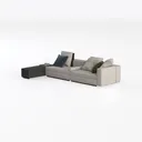 Minimalist Fabric L Shape Sectional Sofa with Side Table 3D Model Left 45 Degree View