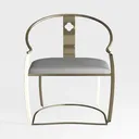 Modern Gold Metal Fabric Accent Chair 3D Model Front View