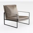 Modern Leather Metal Frame Accent Armchair 3D Model Right 45 Degree View