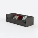 Modern Dark Fabric Sofa With Decorative Throw Pillows 3D Model Left 45 Degree View