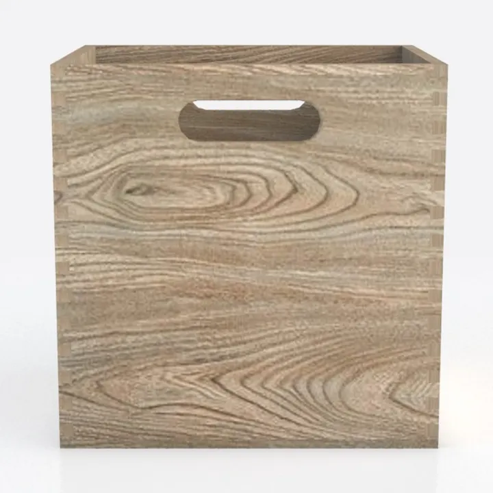 Minimalist Solid Oak Wood Storage Bin Box 3D Model