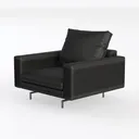 Modern Black Leather Metal Leg Armchair 3D Model Left 45 Degree View