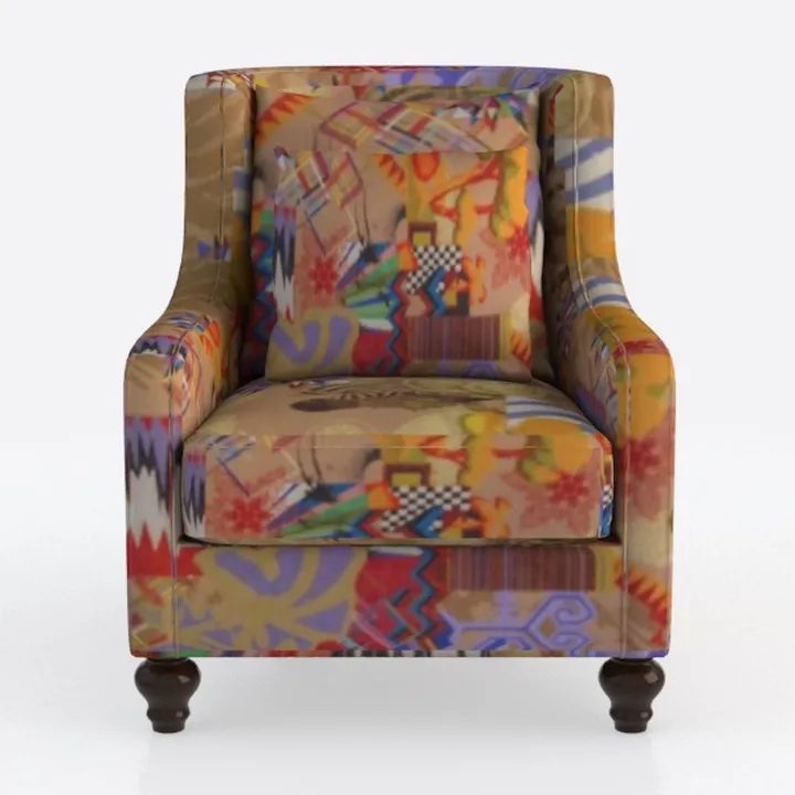 Bohemian Pattern Fabric Armchair 3D Model