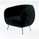 Modern Teal Fabric Upholstered Gold Metal Legs Armchair 3D Model Left 45 Degree View
