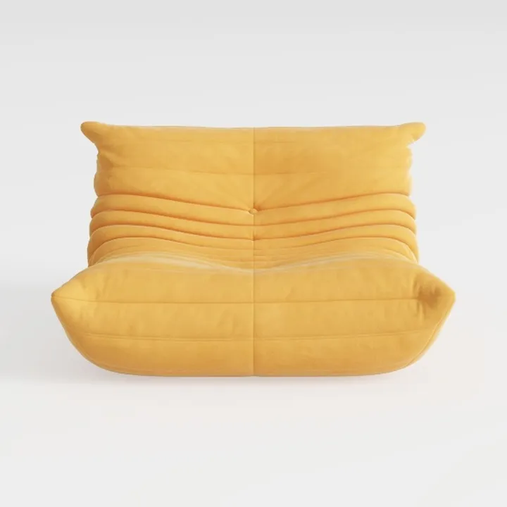 Minimalist Mustard Fabric Armless Accent Chair 3D Model