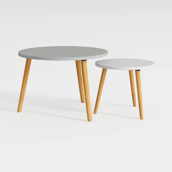 Bamboo White Nesting End Table - Side Tables 