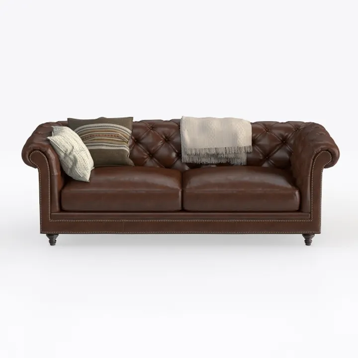 Eafurn 83.66" Chesterfield Sofa - Modern Deep