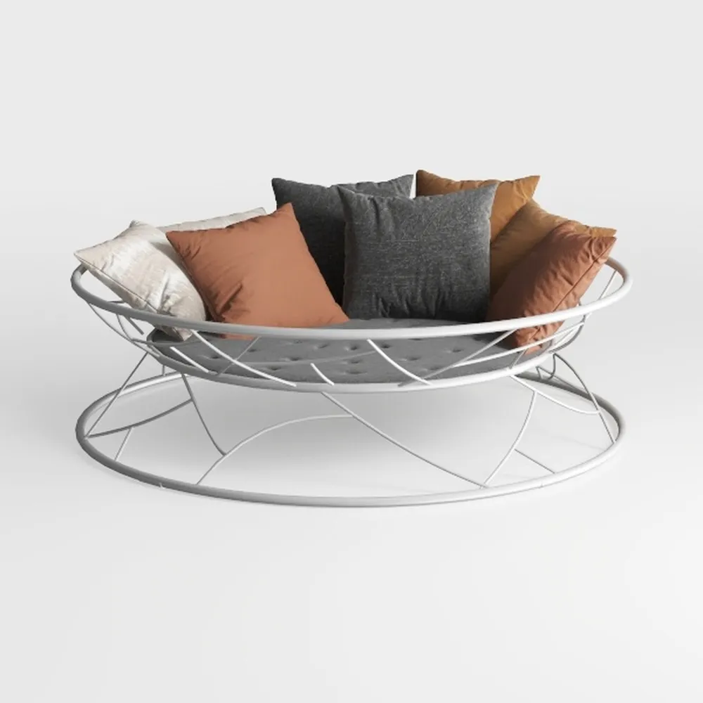 Bird's Nest-Shaped Hand-Woven Light Gray Aluminum 
