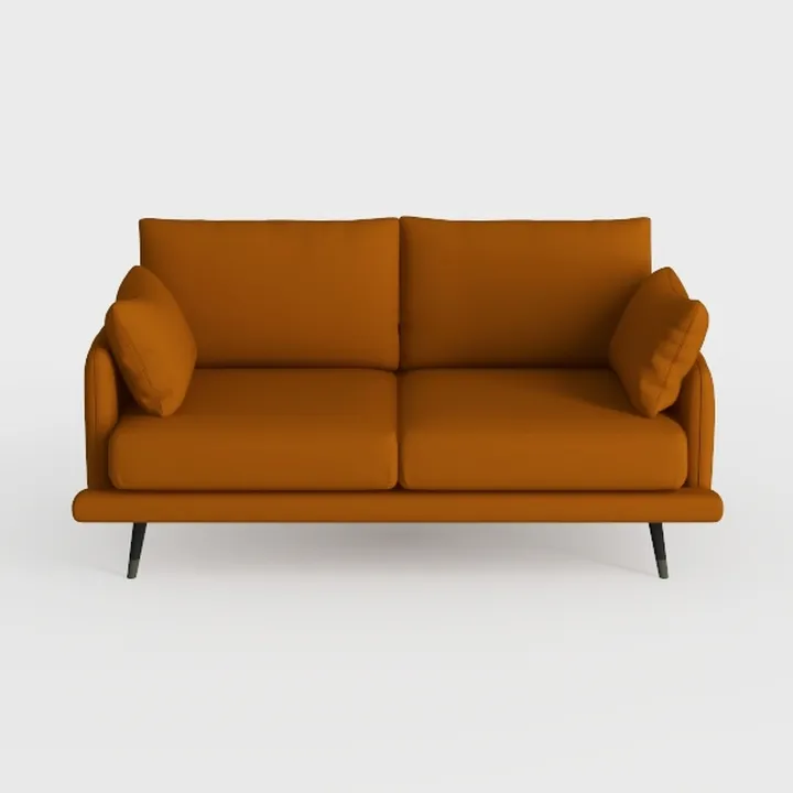 Modern Minimalist Burnt Orange Fabric Loveseat Sofa 3D Model