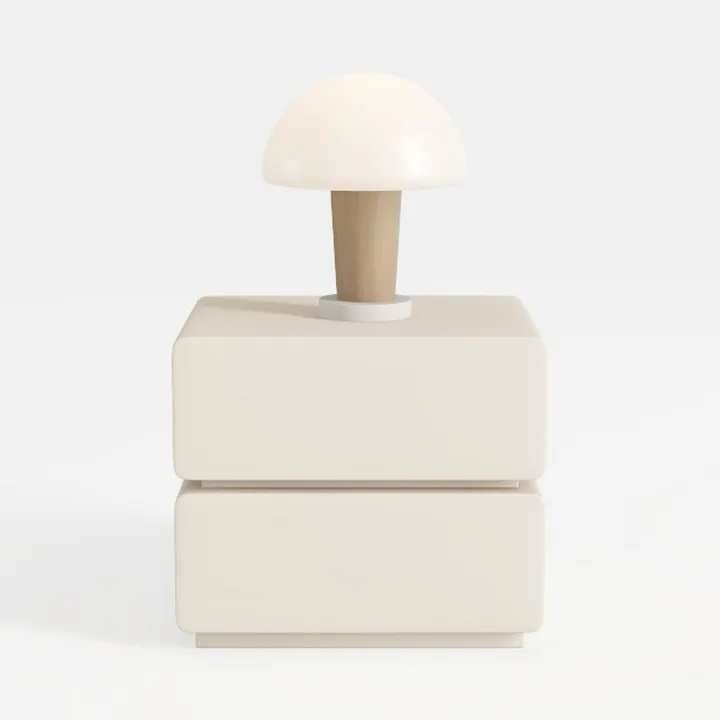 Narrow Nightstand with Drawers,Solid Wood Leather 