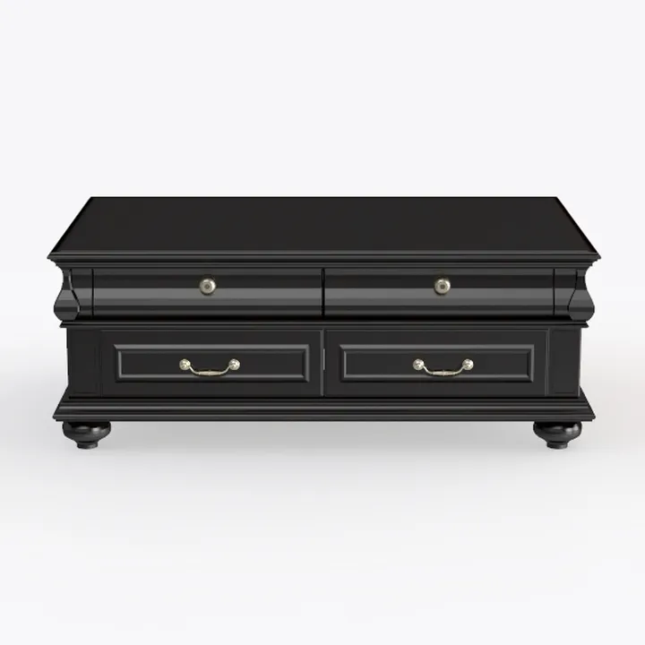 Classic Black Solid Wood 4 Drawer Coffee Table 3D Model