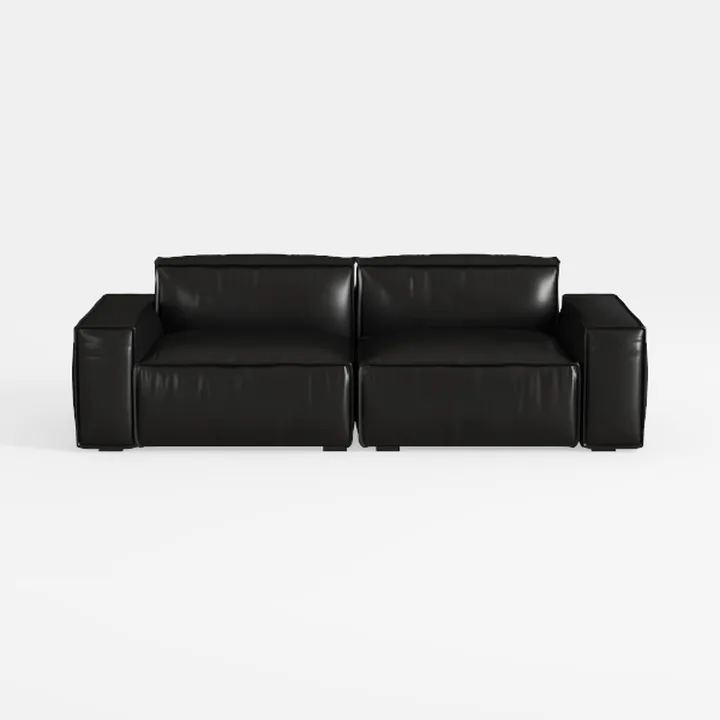 Modern Minimalist Black Leather Oversized Loveseat Sofa 3D Model