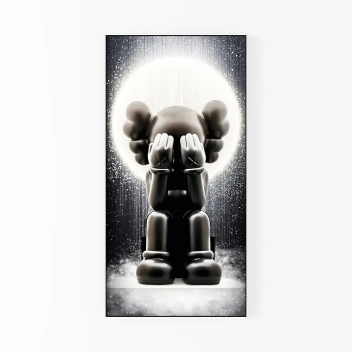 Minimalist Black Vinyl KAWS Style Art Sculpture 3D Model