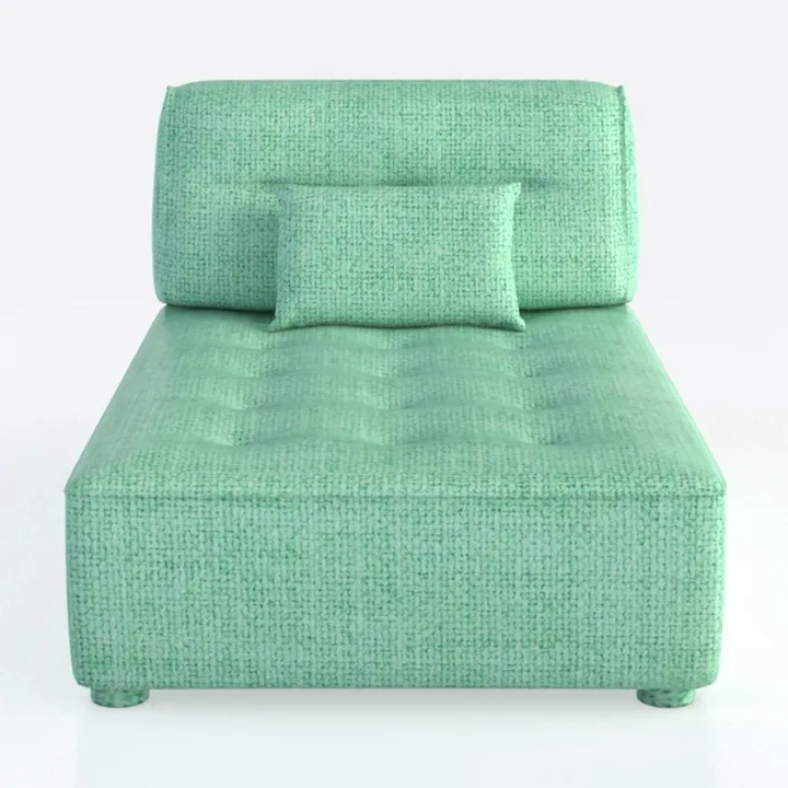 Minimalist Mint Green Fabric Tufted Chaise Lounge 3D Model