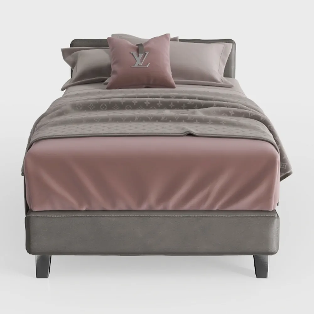 LSIGHTUS Grey Modern Queen Size Platform Bed, Leat