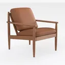Mid Century Modern Leather Solid Wood Armchair 3D Model Right 45 Degree View