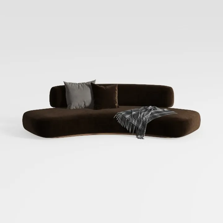 Minimalist Modern Velvet Curved Sectional Sofa 3D Model