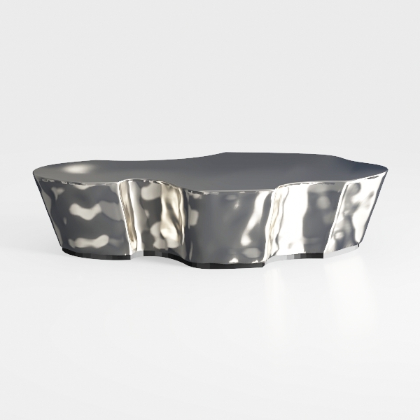 Round Coffee Table, 31.5" Solid Wood Curved Coffee