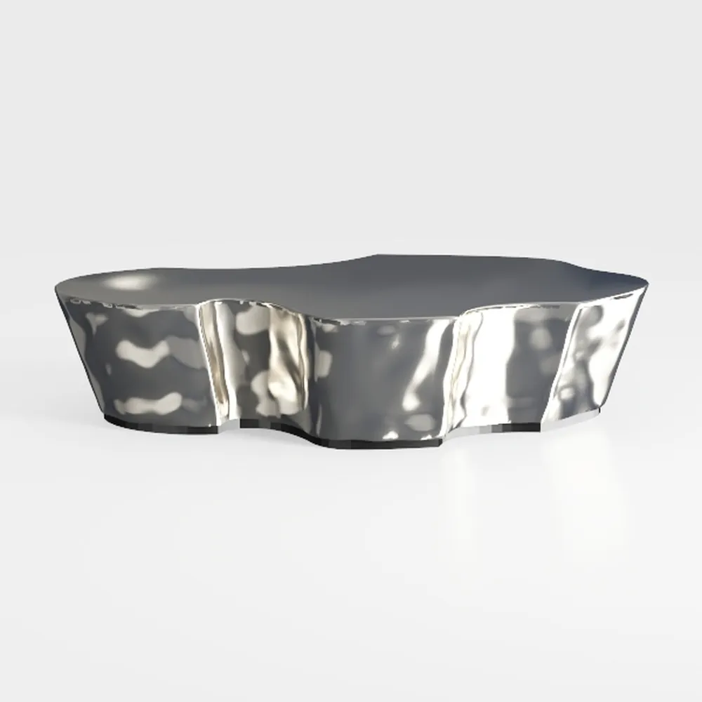 Round Coffee Table, 31.5" Solid Wood Curved Coffee