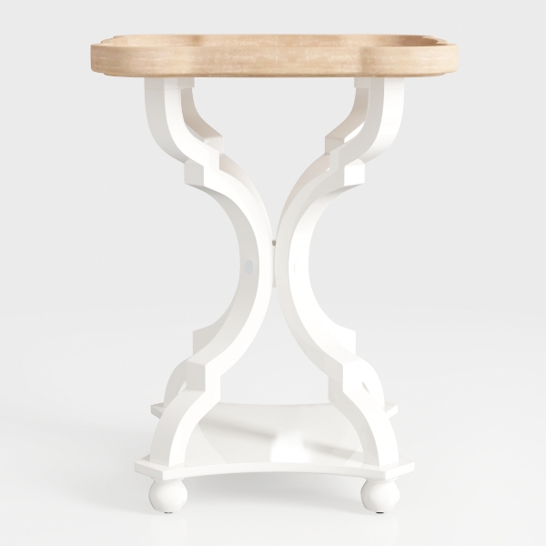 Roundhill Furniture Rene Round Wood Pedestal Side