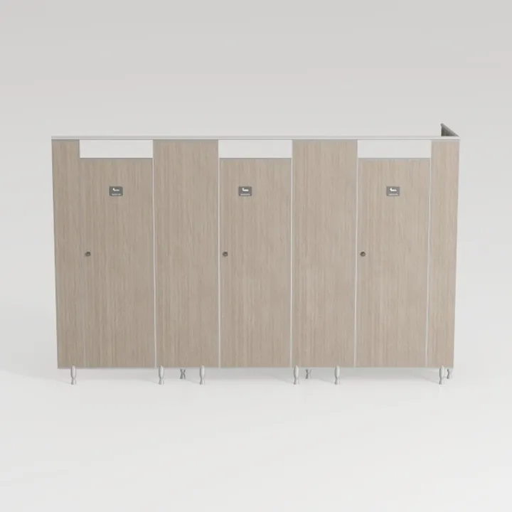 Minimalist Solid Wood Public Restroom Partition 3D Model