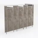 Minimalist Solid Wood Public Restroom Partition 3D Model Right 45 Degree View