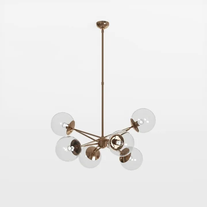 Modern Brass Glass Sputnik Chandelier 3D Model