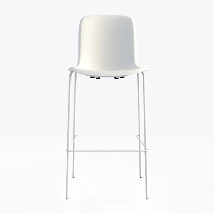 Minimalist White Plastic Metal Bar Stool 3D Model