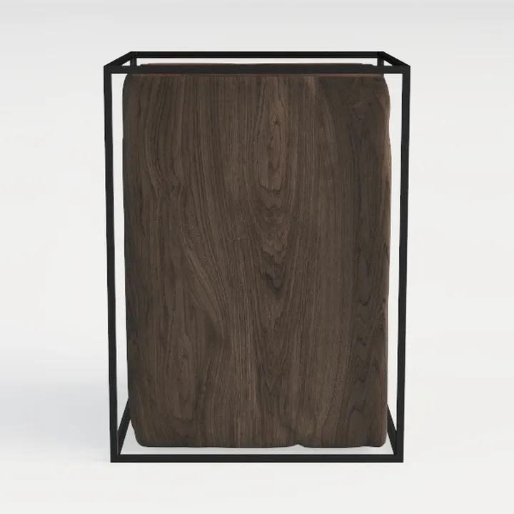 Modern Minimalist Walnut Metal Frame Side Table 3D Model