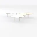 Minimalist Irregular Shaped Metal Coffee Table 3D Model Left 45 Degree View