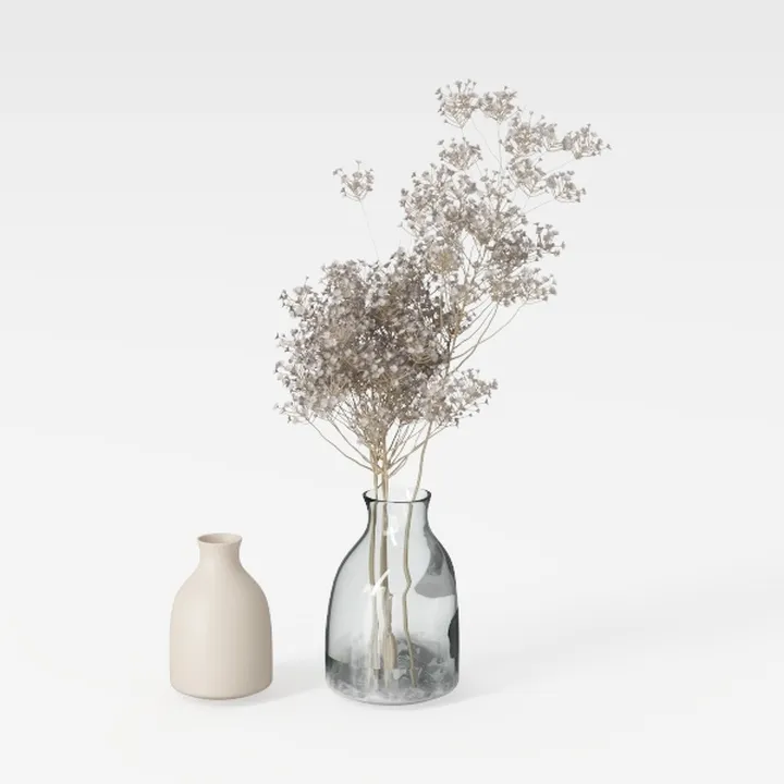 Minimalist Neutral Glass Ceramic Vase Decor 3D Model