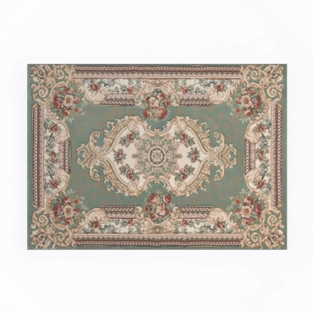 Small Green Rug Vintage Machine Washable Rug