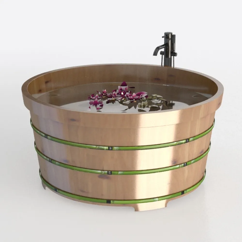 Economy Cedar Wood Soaking Tub - 5' 5" x 36" - Air