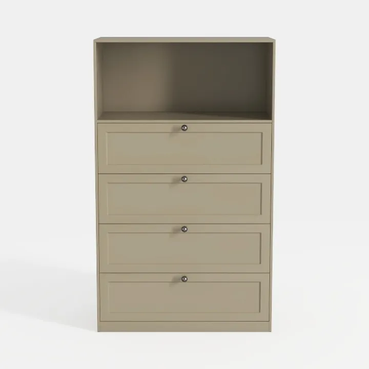 Minimalist Solid Wood Storage Cabinet With Drawers Open Shelf 3D Model