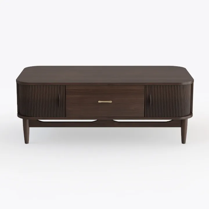 Mid Century Modern Walnut Fluted Storage Coffee Table 3D Model