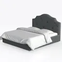 Modern Tufted Fabric Upholstered King Bed 3D Model Left 45 Degree View
