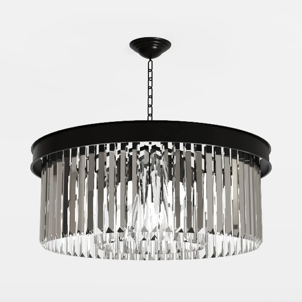 8 Light Modern Crystal Chandelier 20'' Black 