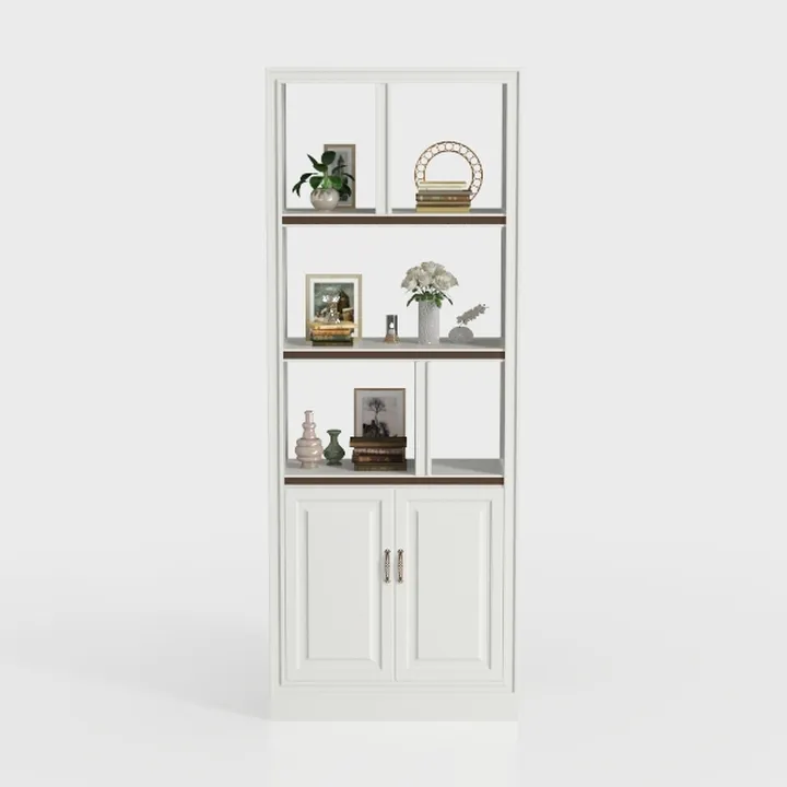 Tall Bookcase with Storage Cabinet & 5 Adjustable
