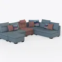ROVE LAB M1 Modular Sectional Sofa with Ottoman, S Right 45 Degree View