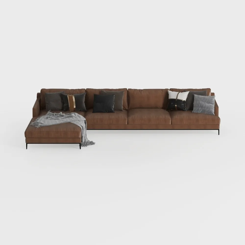 Furnemart Modern L Shape Sectional Sofa with Chais