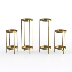 Modern Brass Metal 2 Tier Plant Stand Set 3D Model