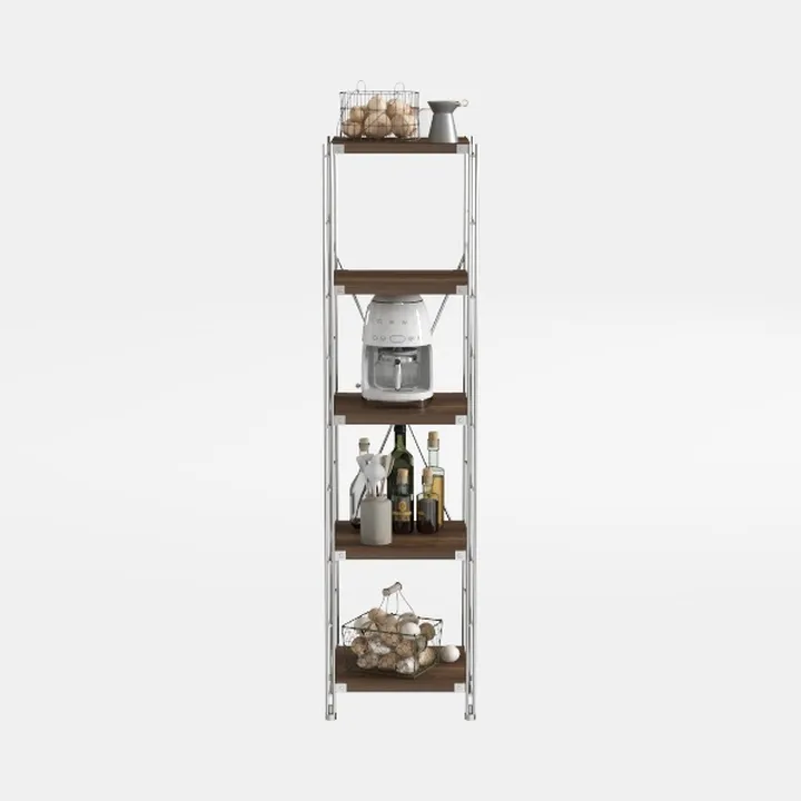 Modern Metal Solid Wood Freestanding Kitchen Storage Shelf 3D Model