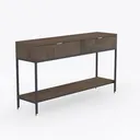 Modern Solid Wood Black Metal Console Table 3D Model Right 45 Degree View