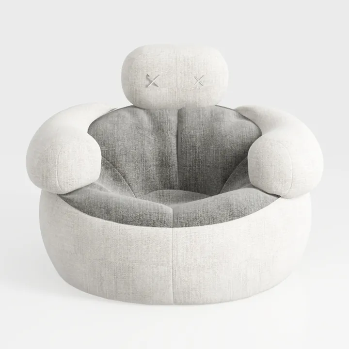 Small Swivel Accent Chair, 360°Barrel Boucle Round