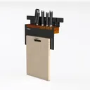 Modern Solid Wood Metal Kitchen Knife Storage Rack 3D Model Left 45 Degree View