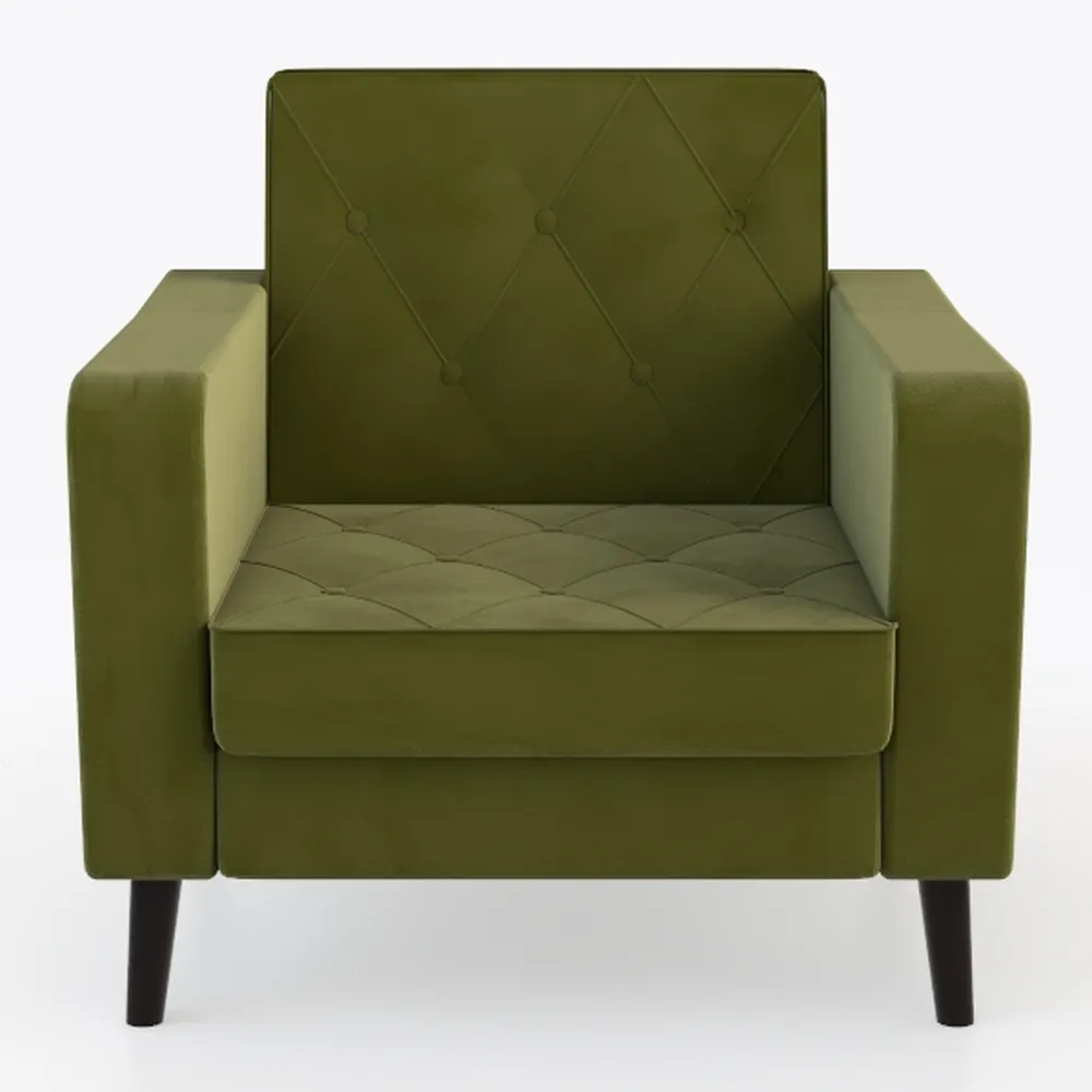 Green Leather Accent Chair Comfy Upholstered